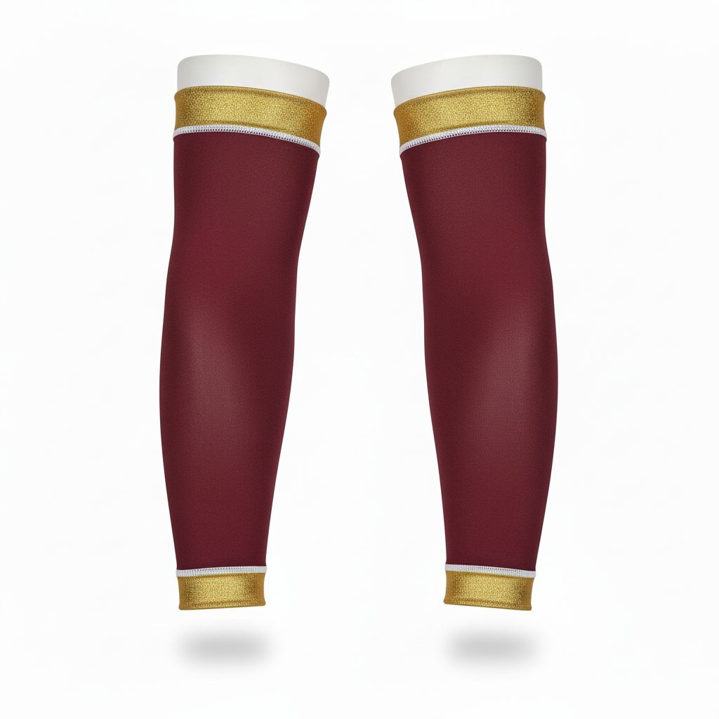 Side view of custom compression arm sleeves showing the gripper top band
