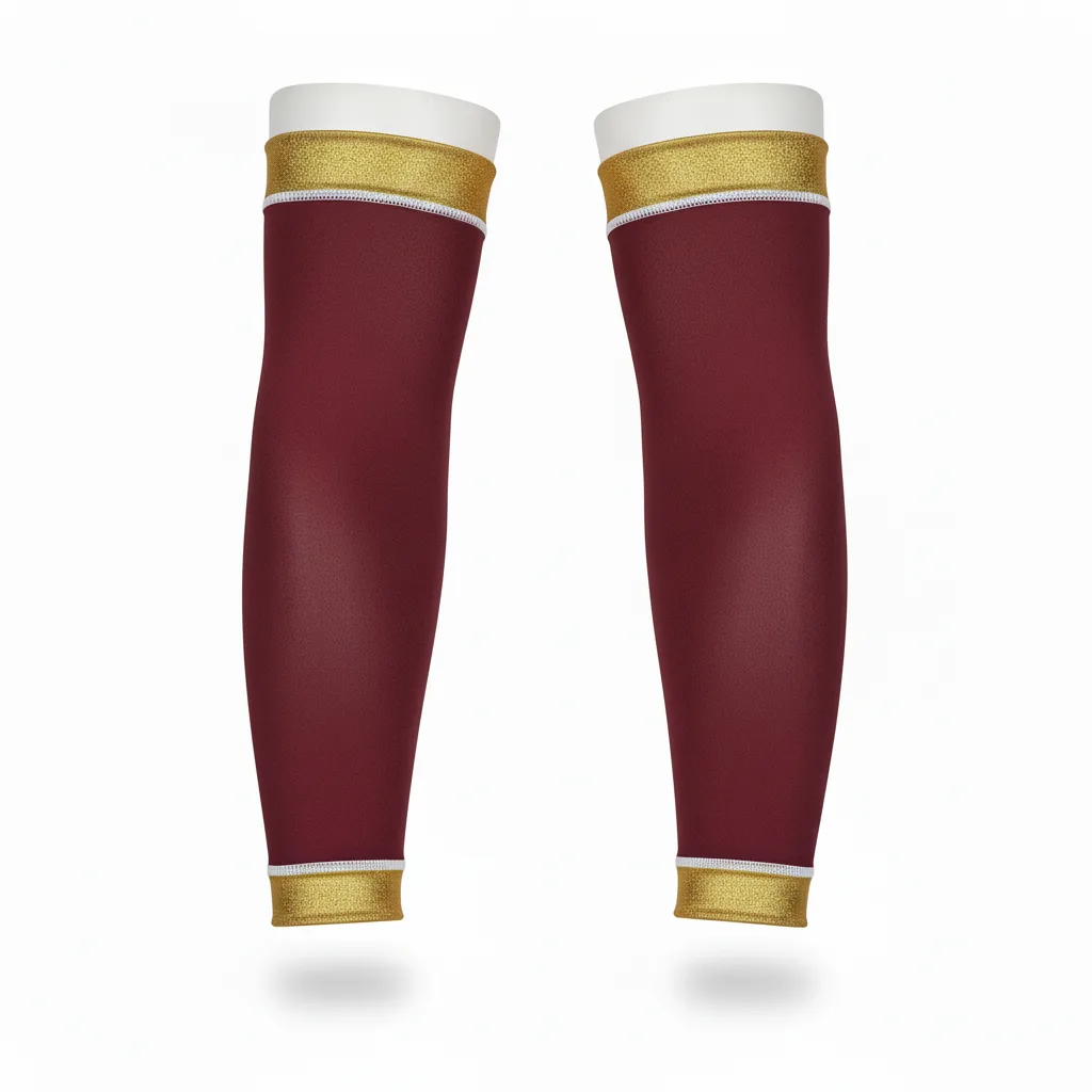 Side view of custom compression arm sleeves showing the gripper top band