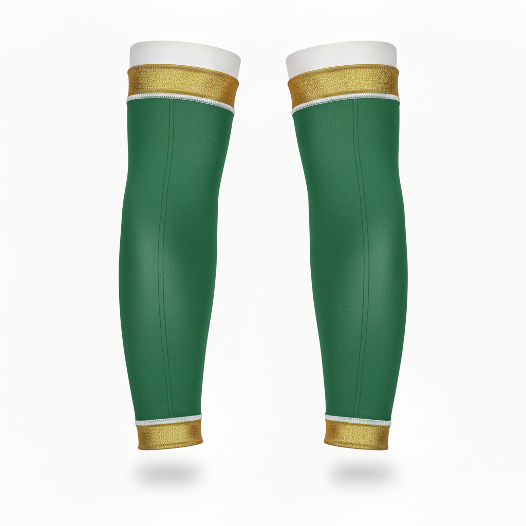 Back view of custom compression calf sleeves showing the sublimated team logo