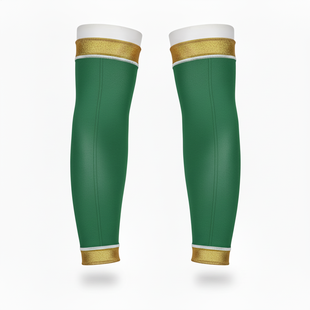 Side view of custom compression calf sleeves showing the graduated compression and gripper band