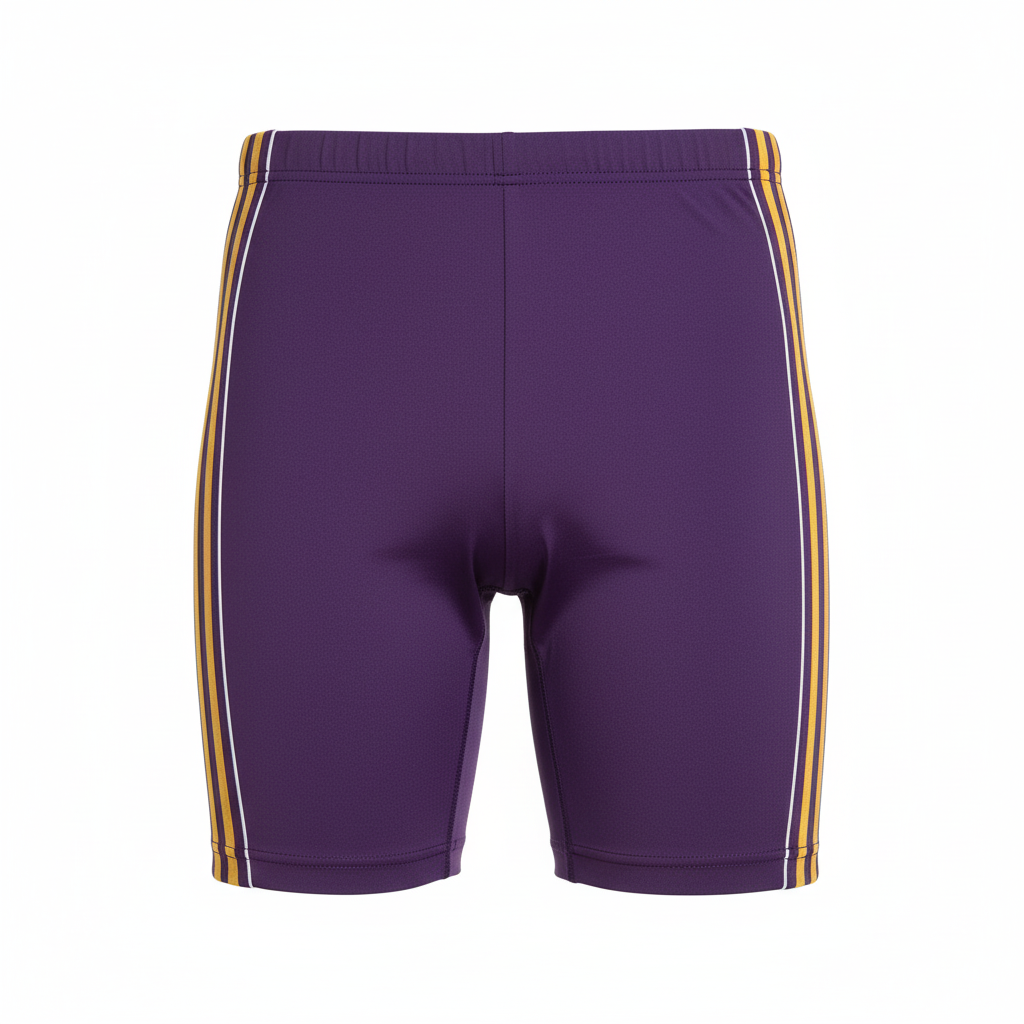Front view of custom compression running shorts in 4-way-stretch poly-spandex with sublimated team colors from Empire Five Athletics