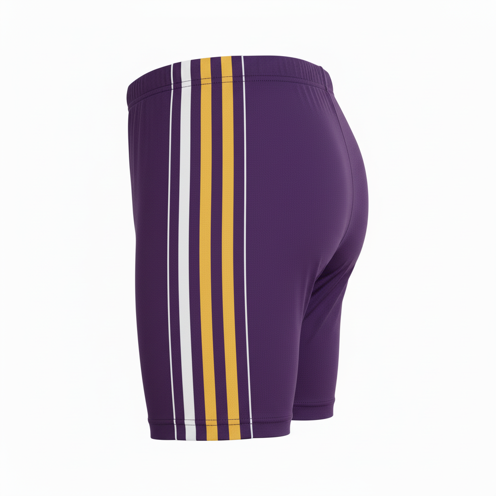 Side view of custom compression running shorts showing the 7-inch half-tight and bonded seam