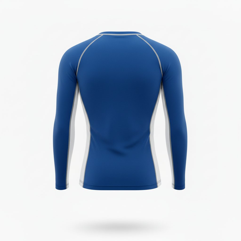Back view of custom long sleeve compression shirt showing the sublimated initials