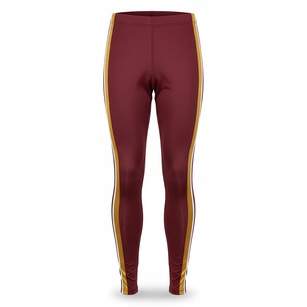 Front view of custom full-length compression tights in 4-way-stretch poly-spandex with sublimated team colors from Empire Five Athletics