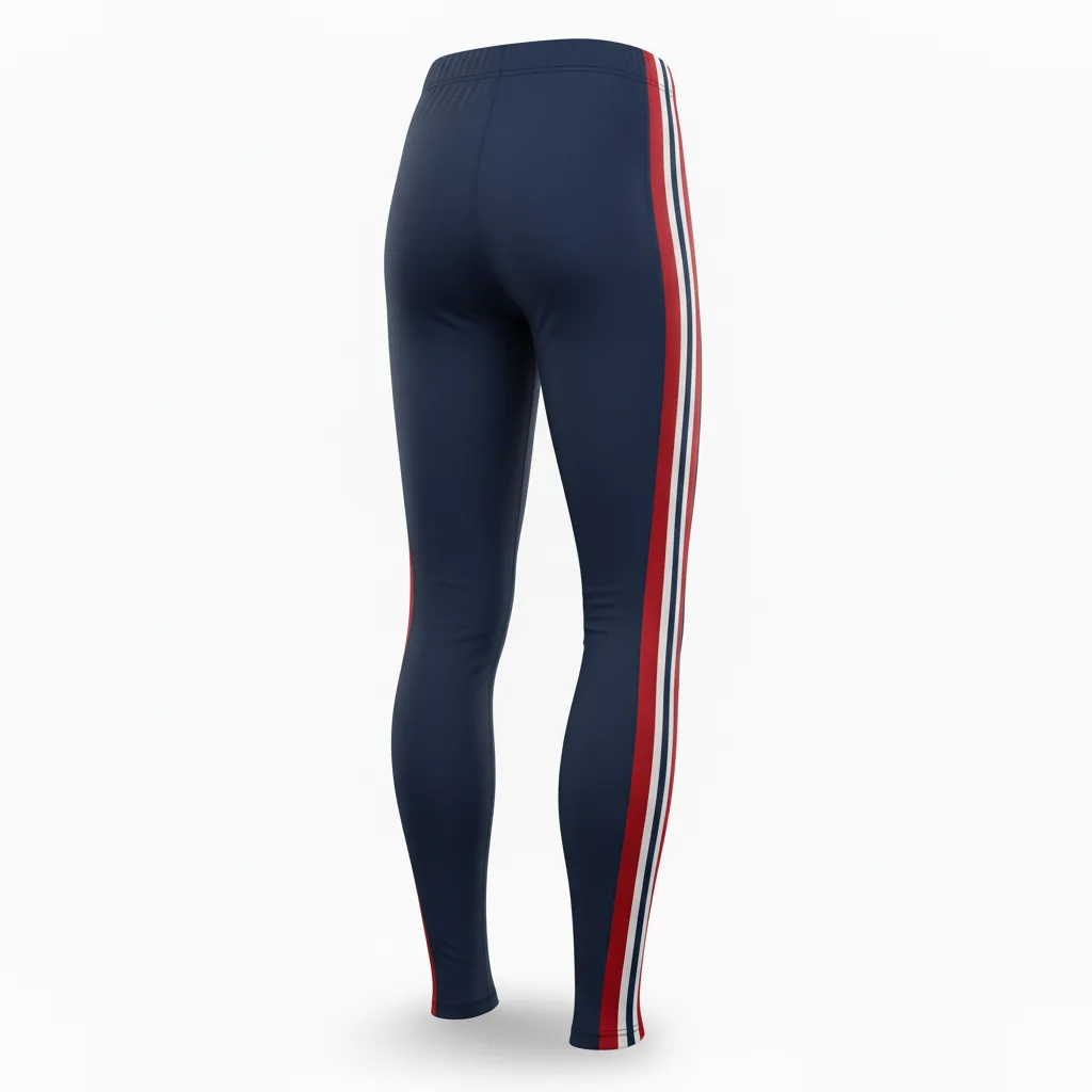 Back view of custom three-quarter compression tights showing the sublimated team panel
