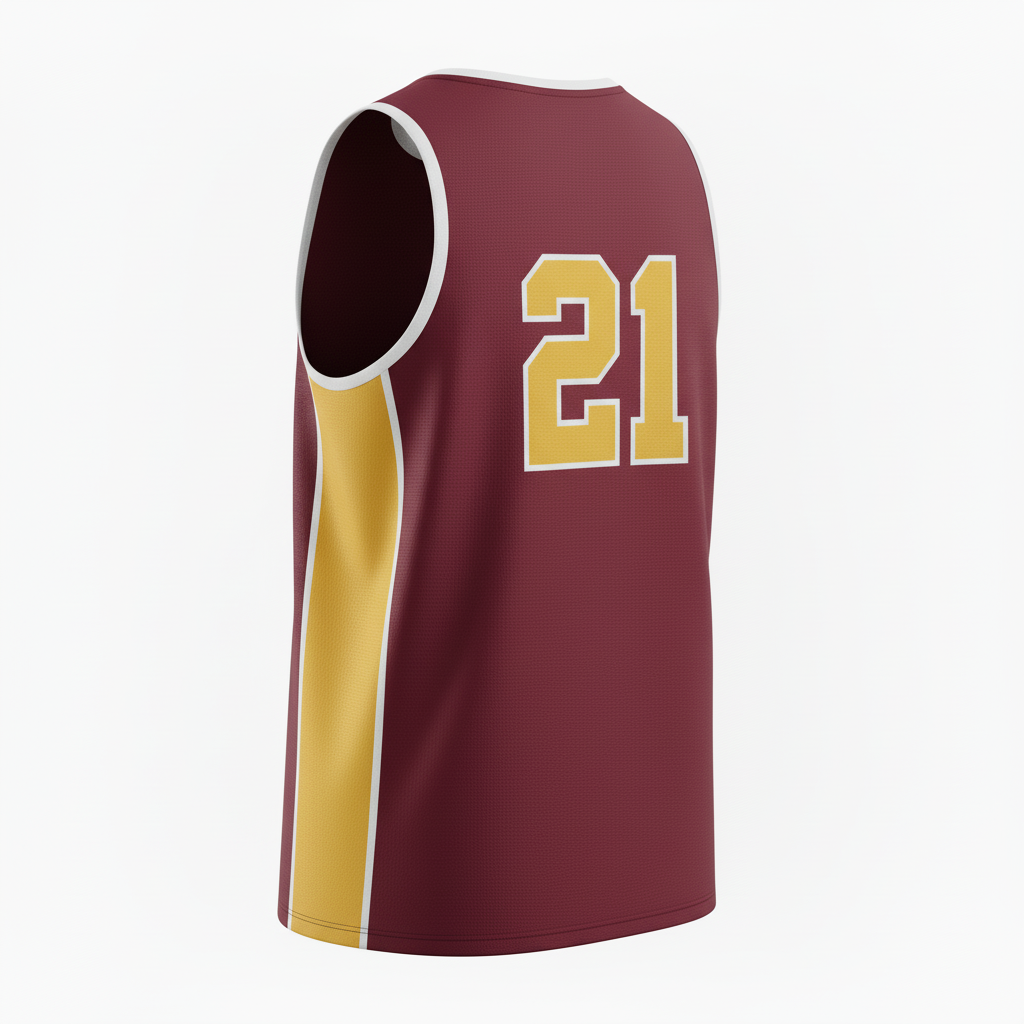 Back view of custom distance running singlet showing the large back mesh panel and athlete name