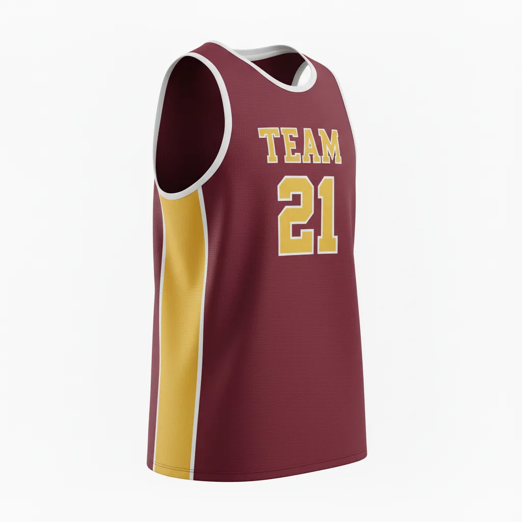 Front view of custom distance running singlet in 130 GSM ultralight performance poly with extended mesh panels and sublimated team colors from Empire Five Athletics