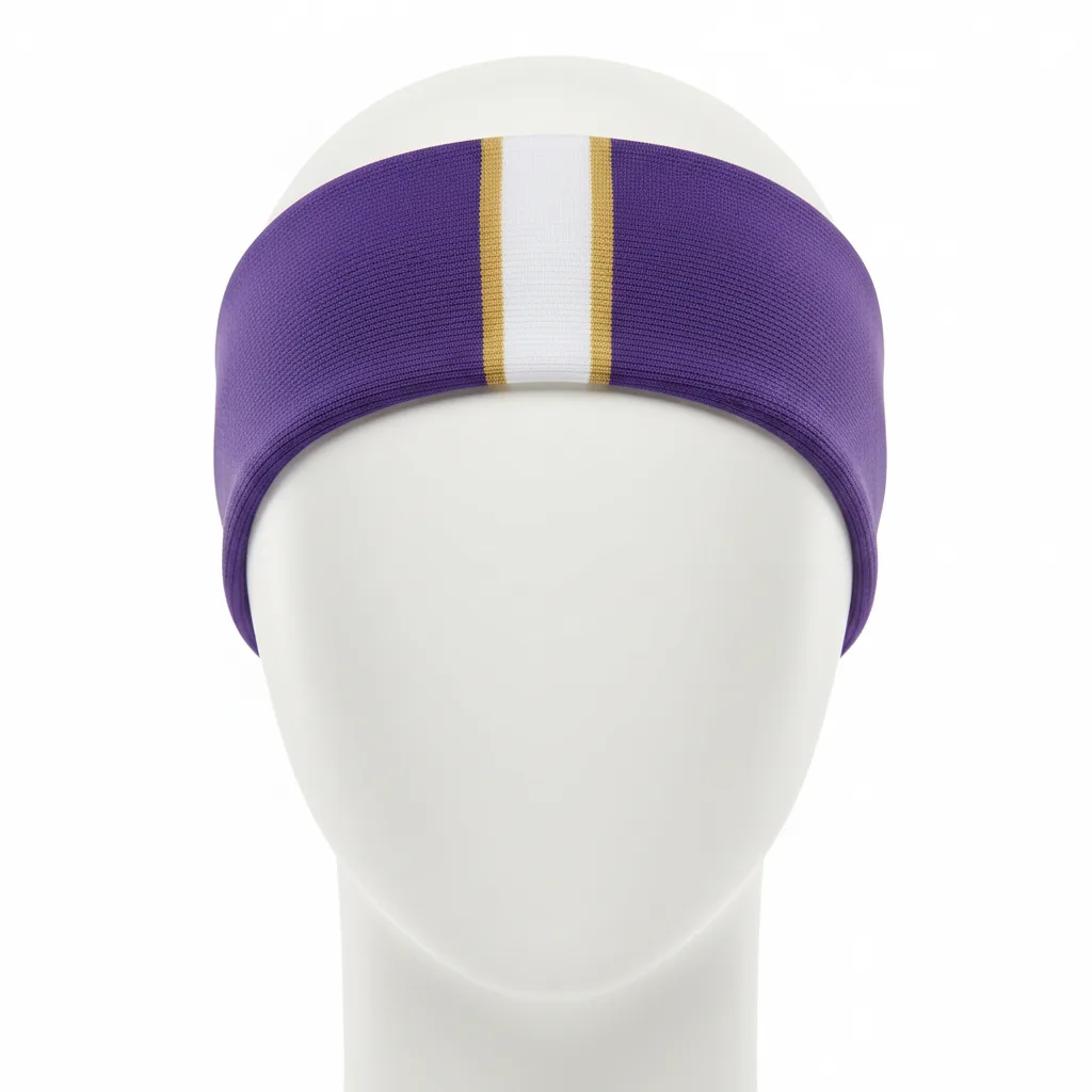 Front view of custom track headband in moisture-wicking poly-spandex with a sublimated team logo from Empire Five Athletics