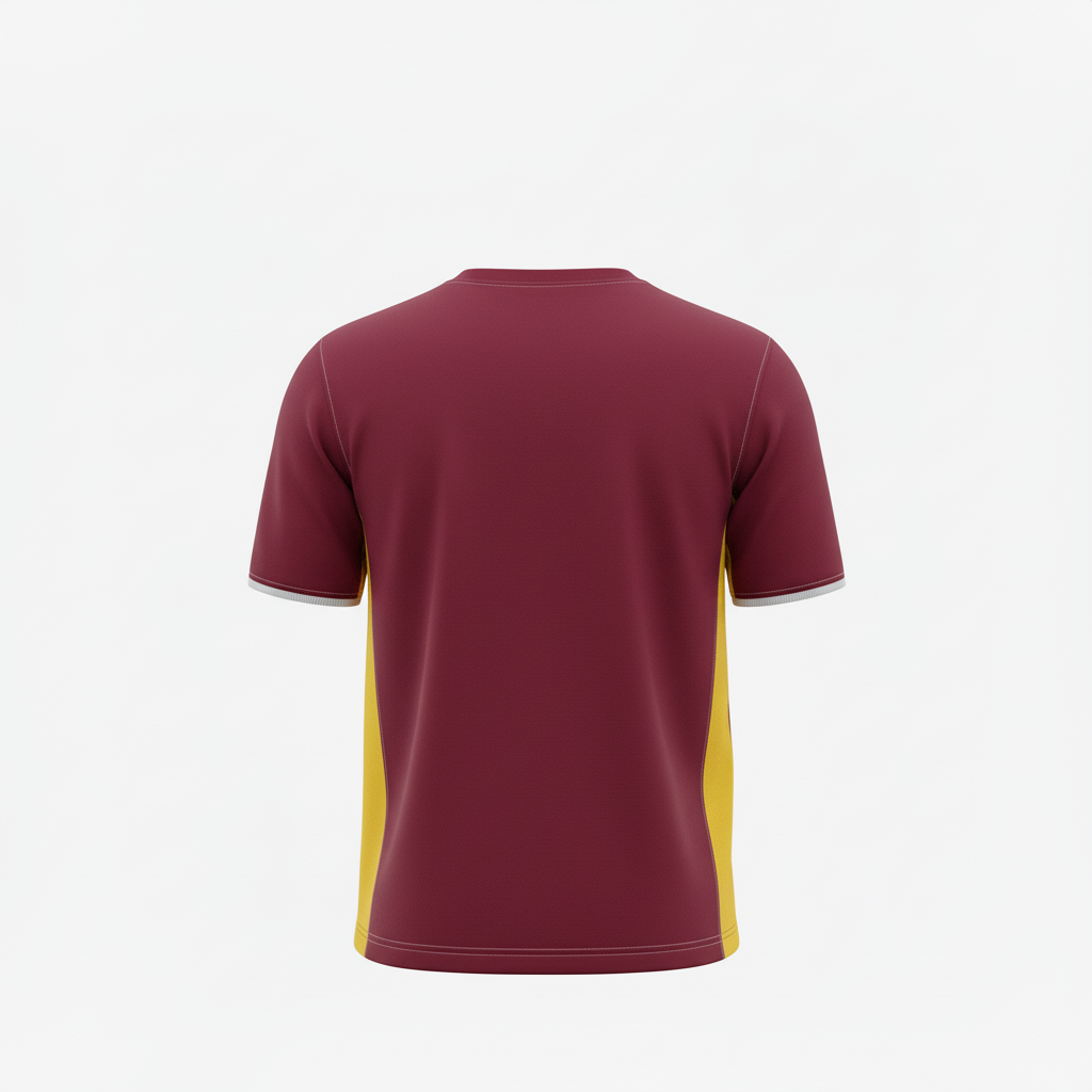 Back view of custom track performance tee showing the team name