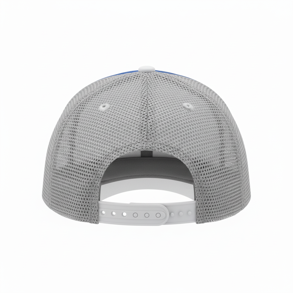 Back view of custom running cap showing the adjustable closure