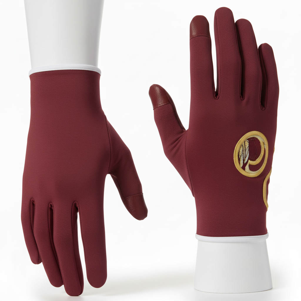 Back view of custom running gloves showing the team logo