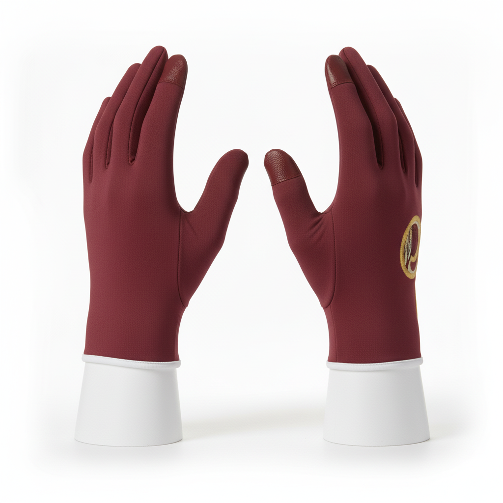 Side view of custom running gloves showing the touch-screen fingertip and palm grip