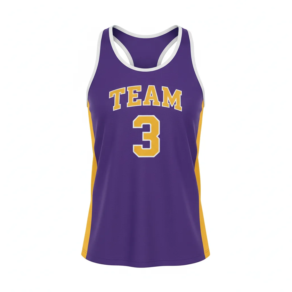 Front view of custom running tank top in 150 GSM performance poly with sublimated team colors and a relaxed cut from Empire Five Athletics