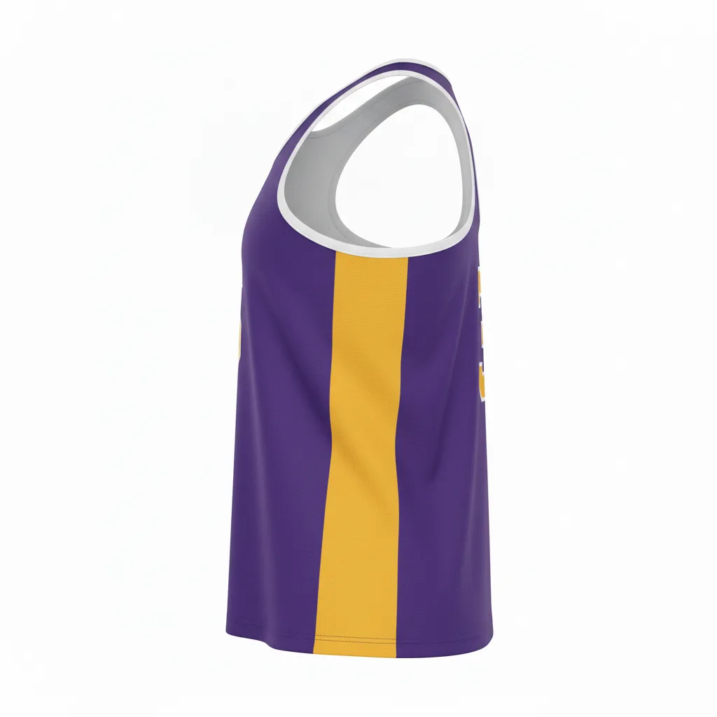 Side view of custom running tank top showing the relaxed training fit