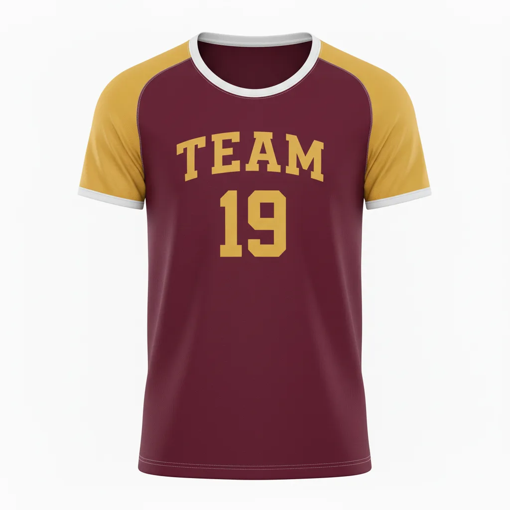 Front view of custom short sleeve running shirt in 150 GSM performance poly with a semi-fitted cut and sublimated team colors from Empire Five Athletics