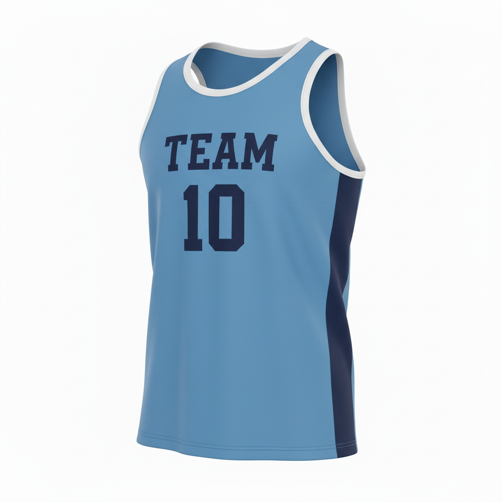 Front view of custom sleeveless running shirt in 150 GSM performance poly with a semi-fitted cut and sublimated team colors from Empire Five Athletics