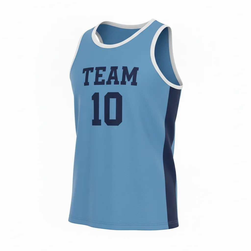 Front view of custom sleeveless running shirt in 150 GSM performance poly with a semi-fitted cut and sublimated team colors from Empire Five Athletics