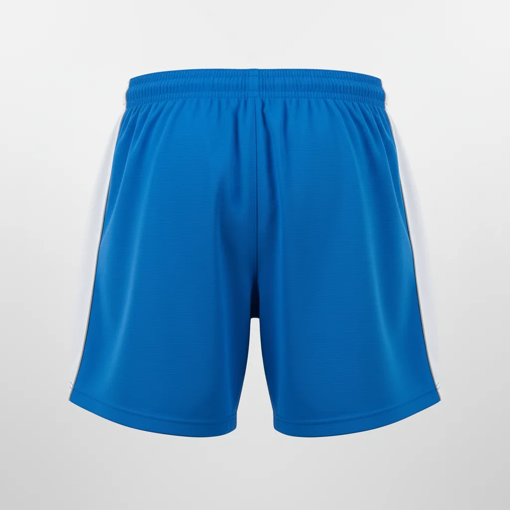 Back view of custom split leg running shorts showing the sublimated team stripe