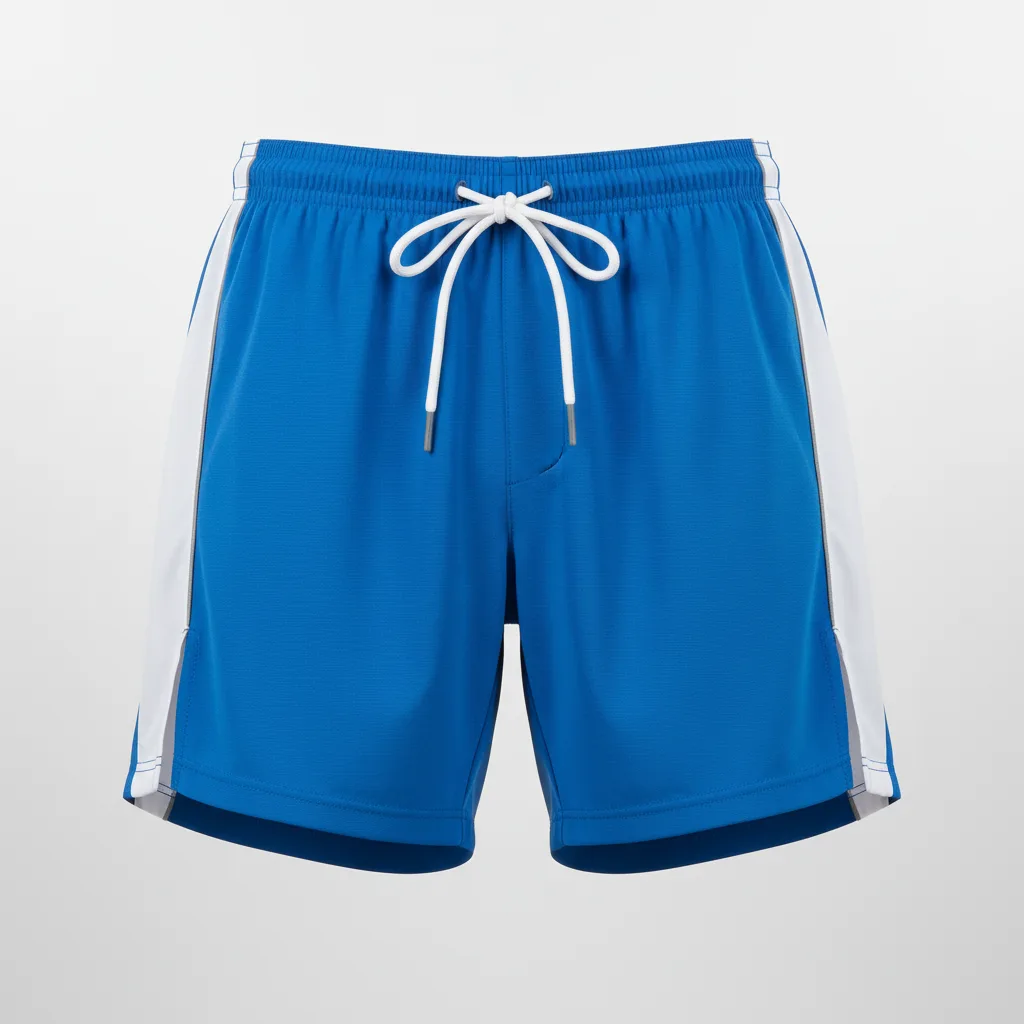 Front view of custom split leg running shorts in 110 GSM lightweight poly with a deep side split and sublimated team colors from Empire Five Athletics