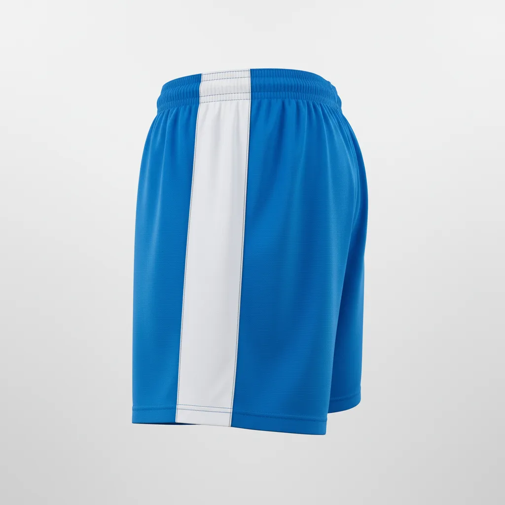 Side view of custom split leg running shorts showing the deep side split and brief liner