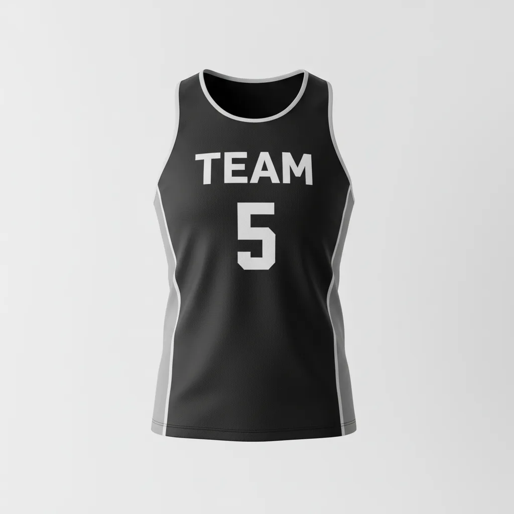 Front view of custom sprinter singlet in 160 GSM stretch performance poly with a close body-mapped cut and sublimated team colors from Empire Five Athletics