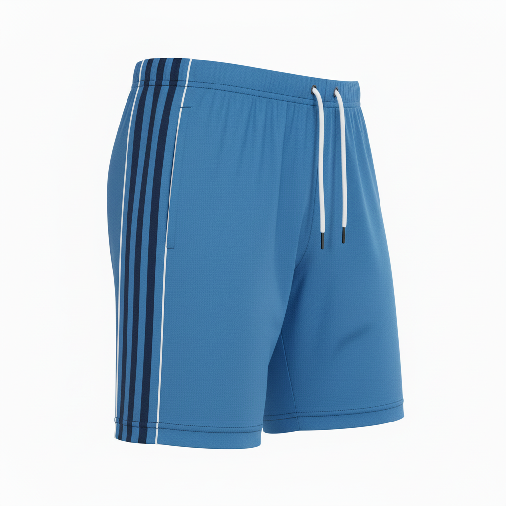 Front view of custom track training shorts in 150 GSM woven performance poly with side pockets and sublimated team colors from Empire Five Athletics