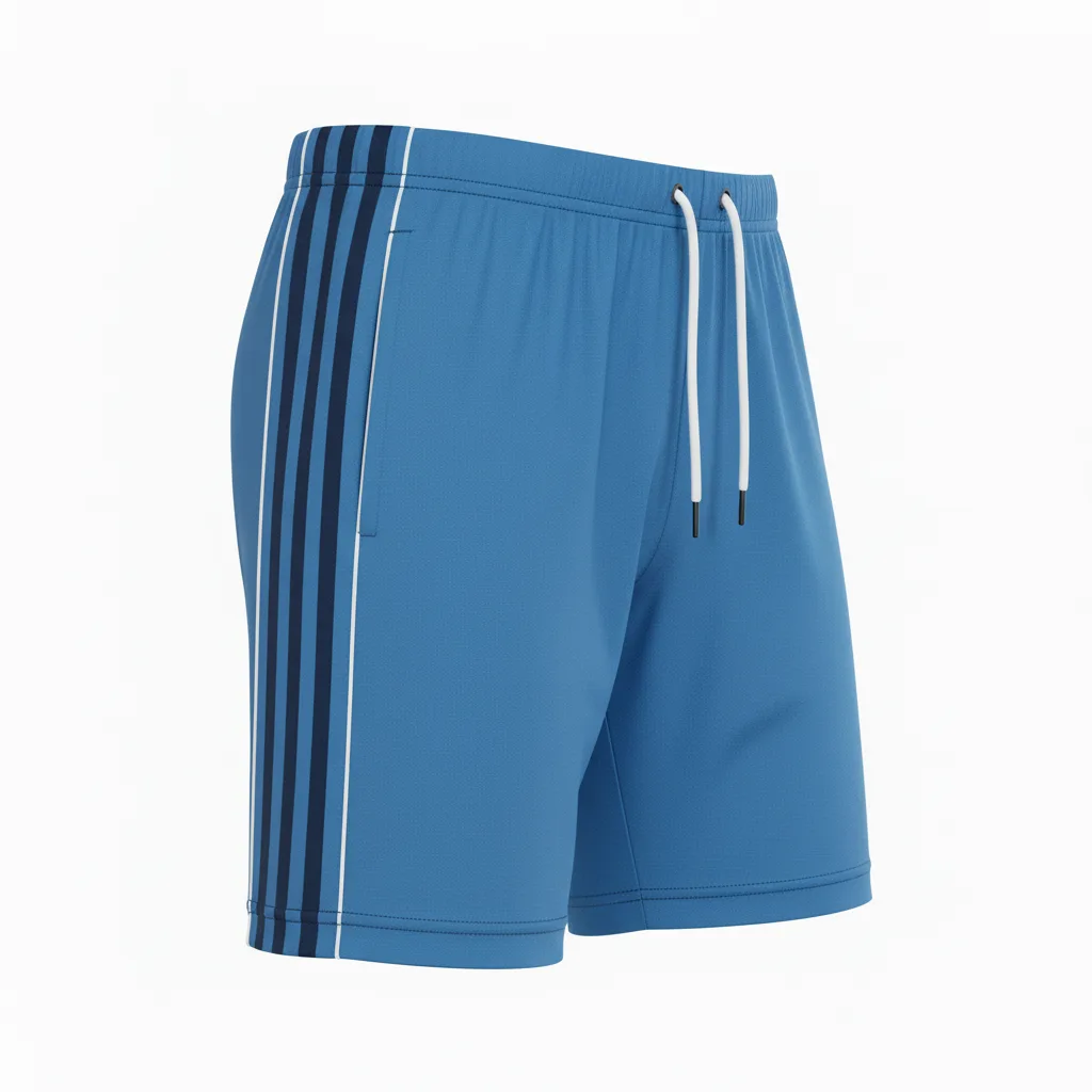 Front view of custom track training shorts in 150 GSM woven performance poly with side pockets and sublimated team colors from Empire Five Athletics