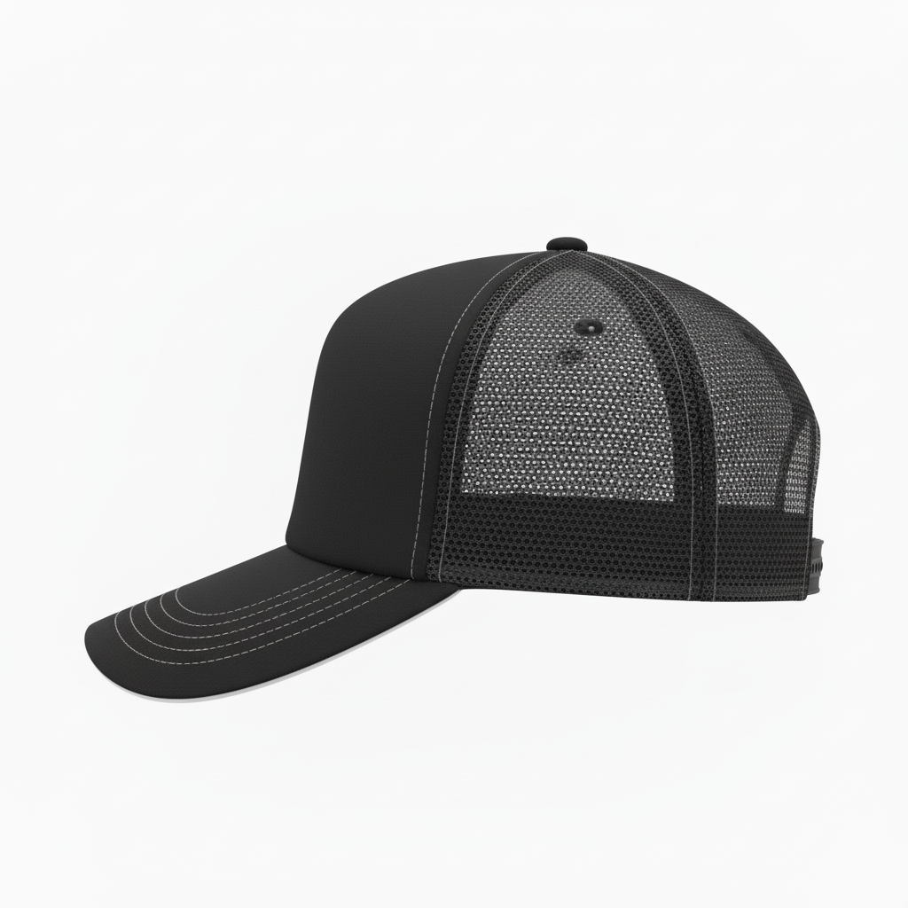 Side view of custom track visor showing the brim and sweatband