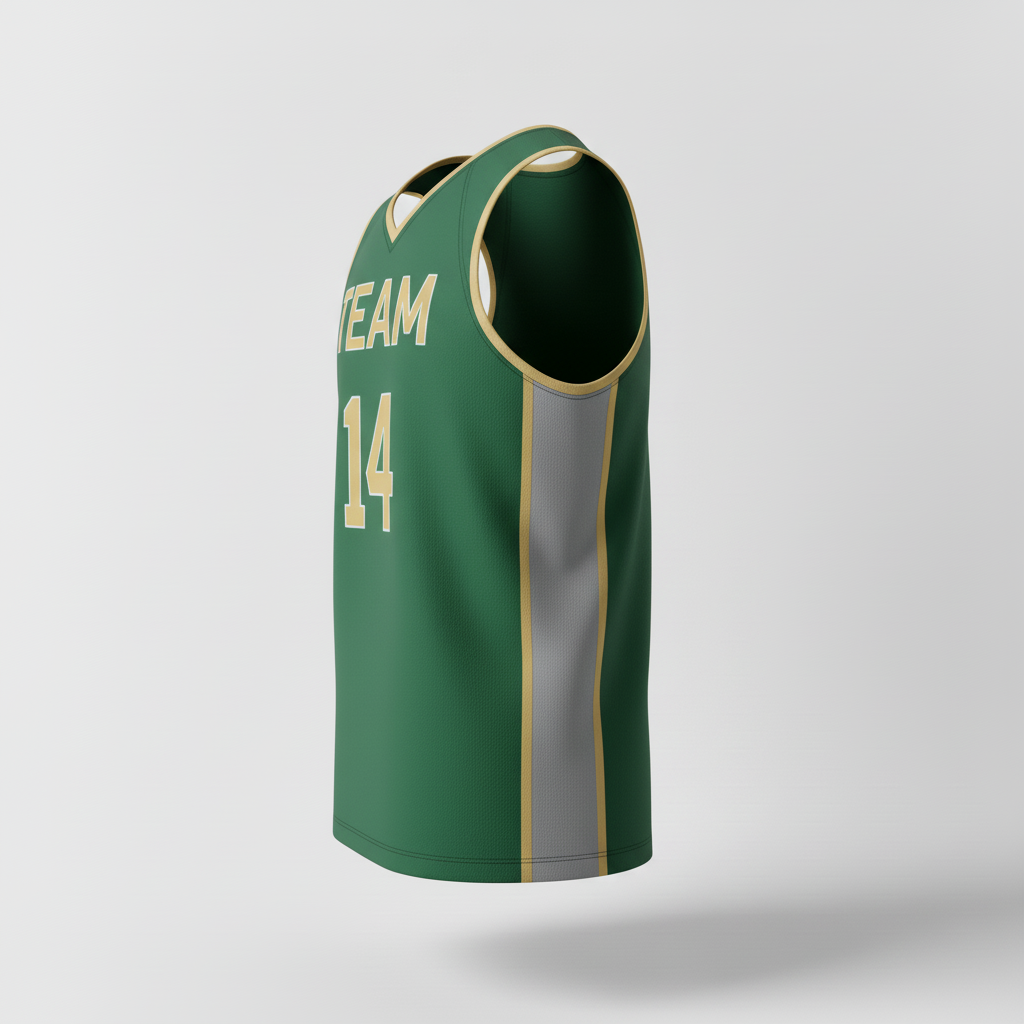 Side view of custom youth racing singlet showing the mesh side panel and youth race cut