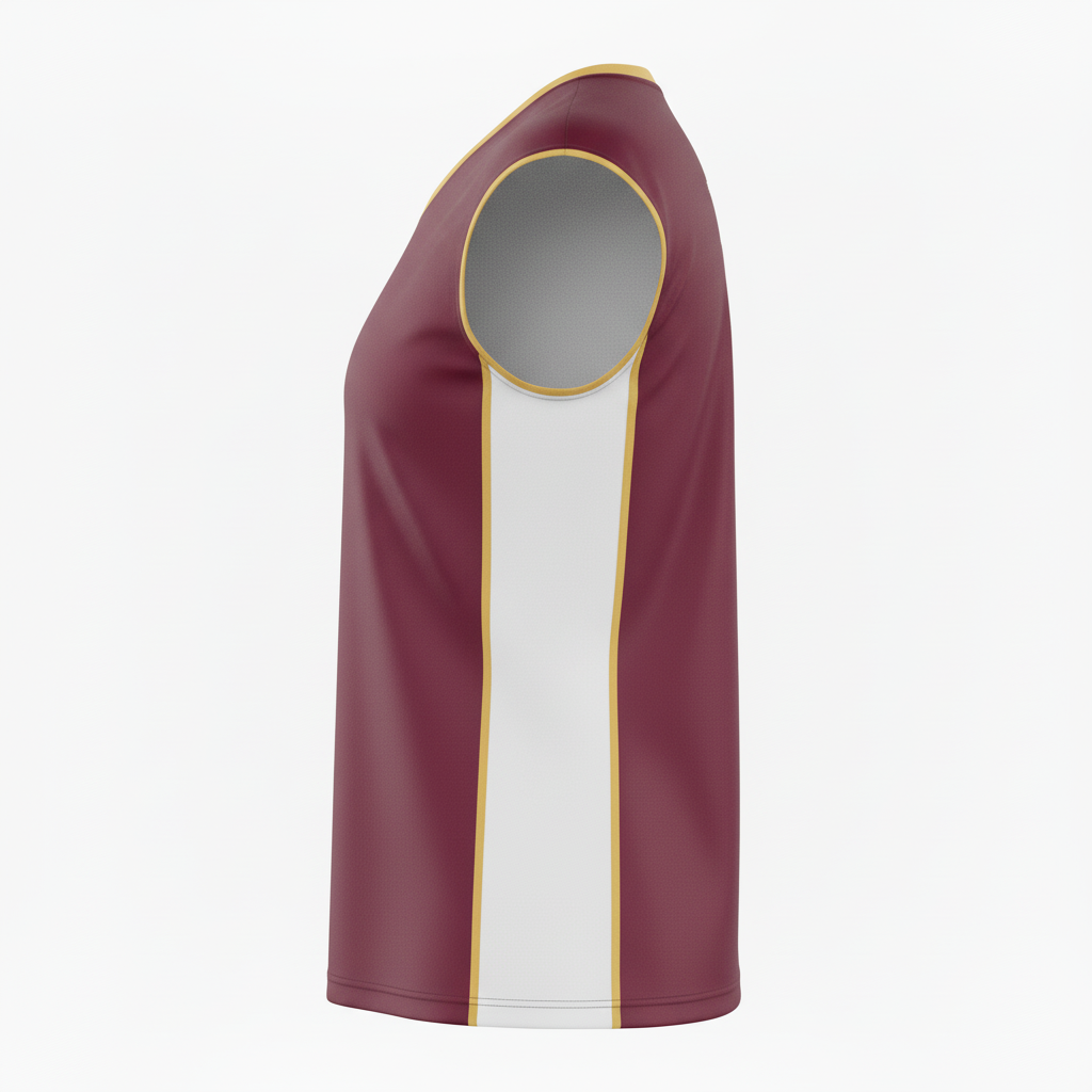 Side view of custom racerback volleyball jersey showing the fitted women's cut