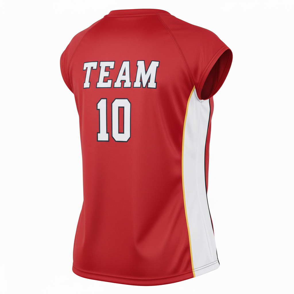Back view of custom short-sleeve volleyball jersey showing the player name and number
