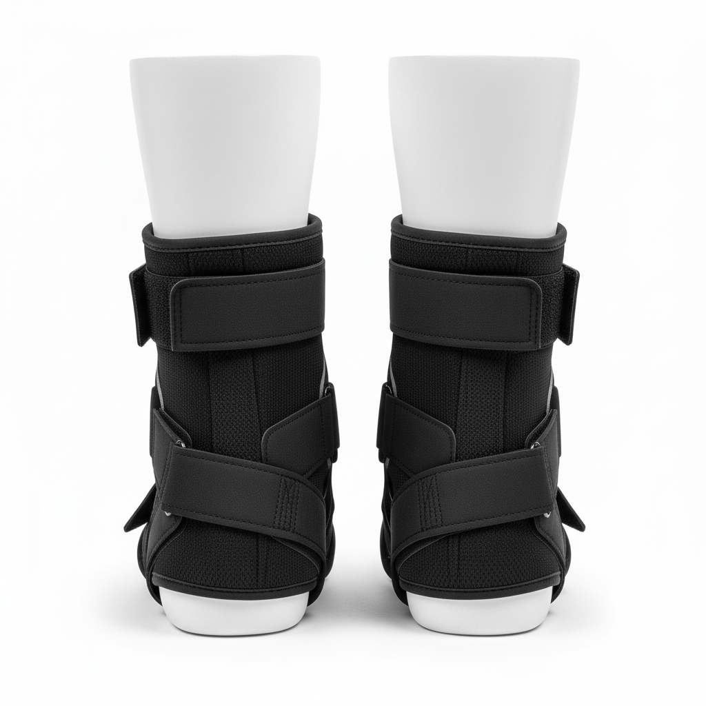 Back view of custom volleyball ankle brace showing the figure-8 straps
