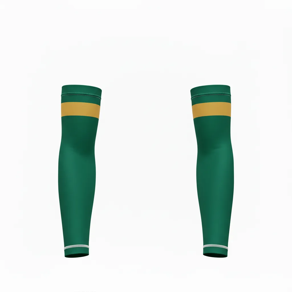Front view of custom volleyball arm sleeve in 4-way-stretch poly-spandex with a silicone gripper top and sublimated team color from Empire Five Athletics