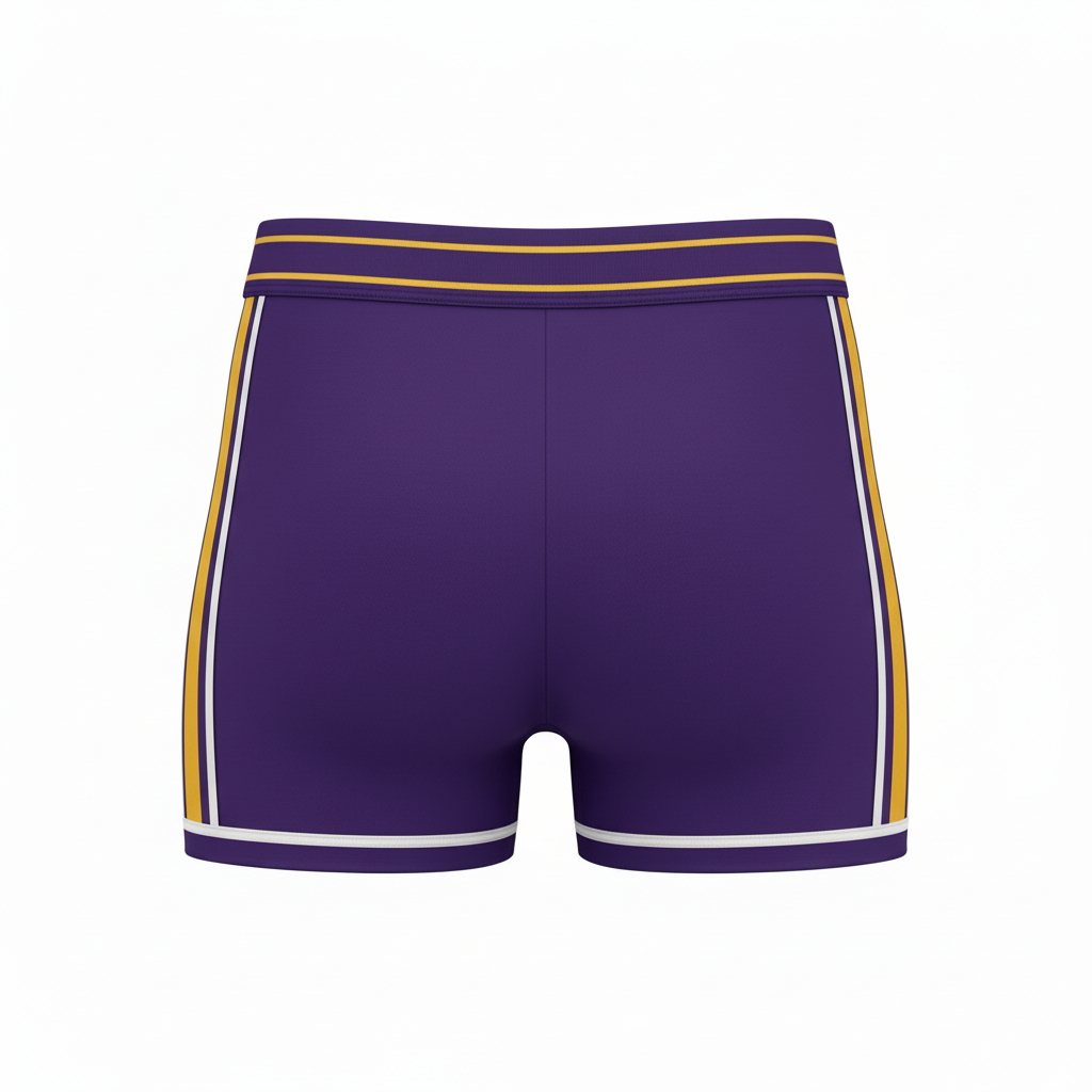 Back view of custom volleyball compression shorts showing the wide waistband