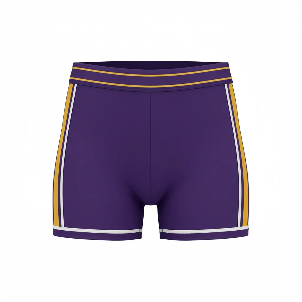 Front view of custom volleyball compression shorts in 220 GSM poly-spandex with a fitted base-layer cut and sublimated team colors from Empire Five Athletics