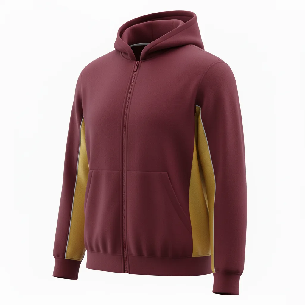 Front view of custom volleyball fleece jacket in 300 GSM polyester micro-fleece with a full zip and embroidered team logo from Empire Five Athletics