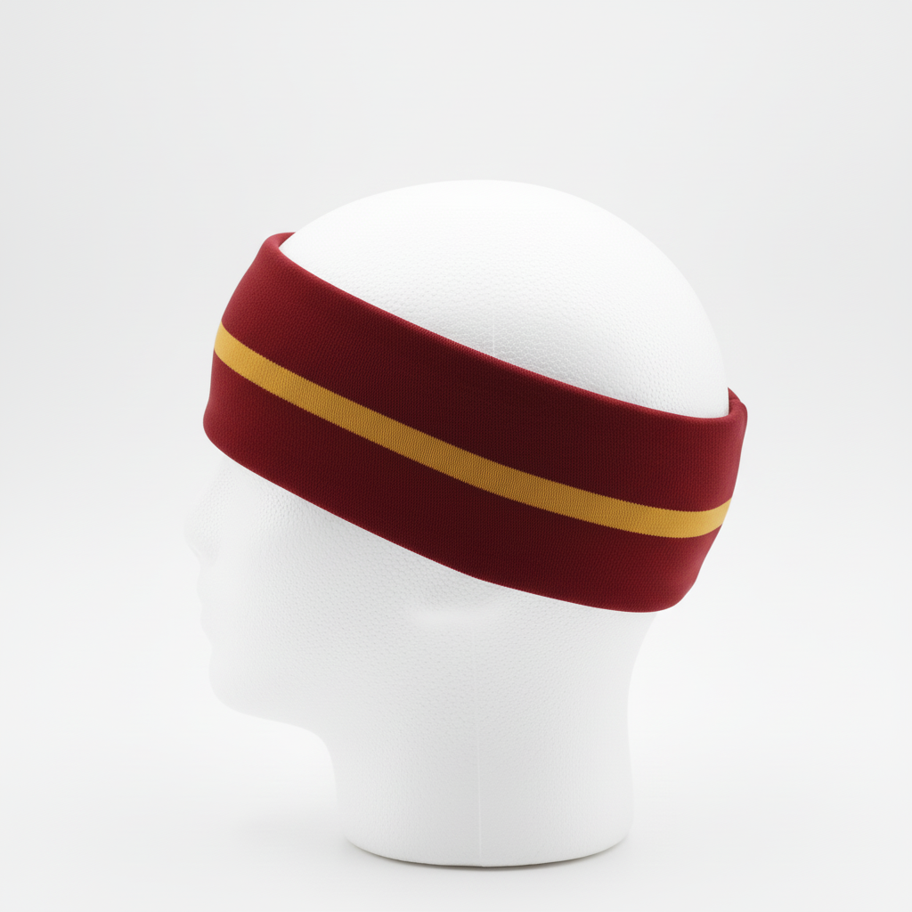 Side view of custom volleyball headband showing the one-size stretch fit