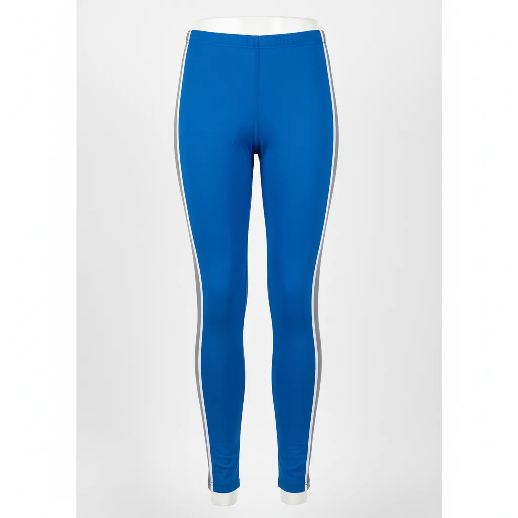 Front view of custom volleyball full-length leggings in 240 GSM poly-spandex with a high-rise waistband and sublimated team colors from Empire Five Athletics