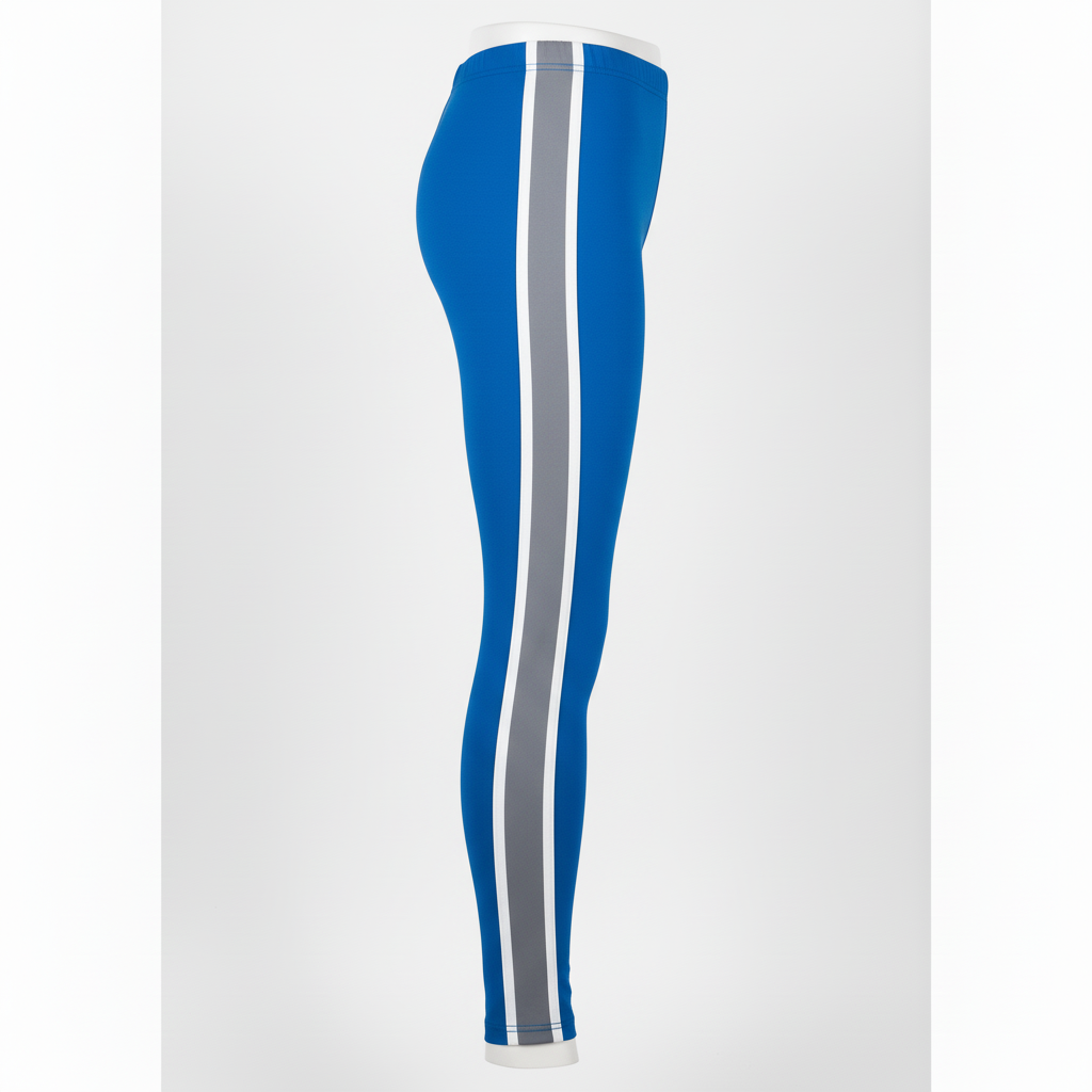 Side view of custom volleyball full-length leggings showing the ankle-length cut