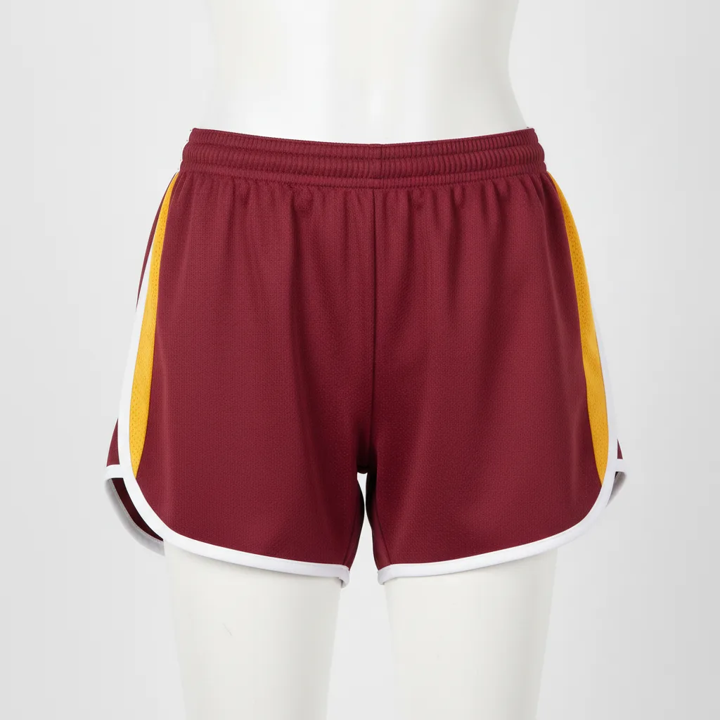Front view of custom 3-inch volleyball shorts in 200 GSM poly-spandex with sublimated team colors from Empire Five Athletics