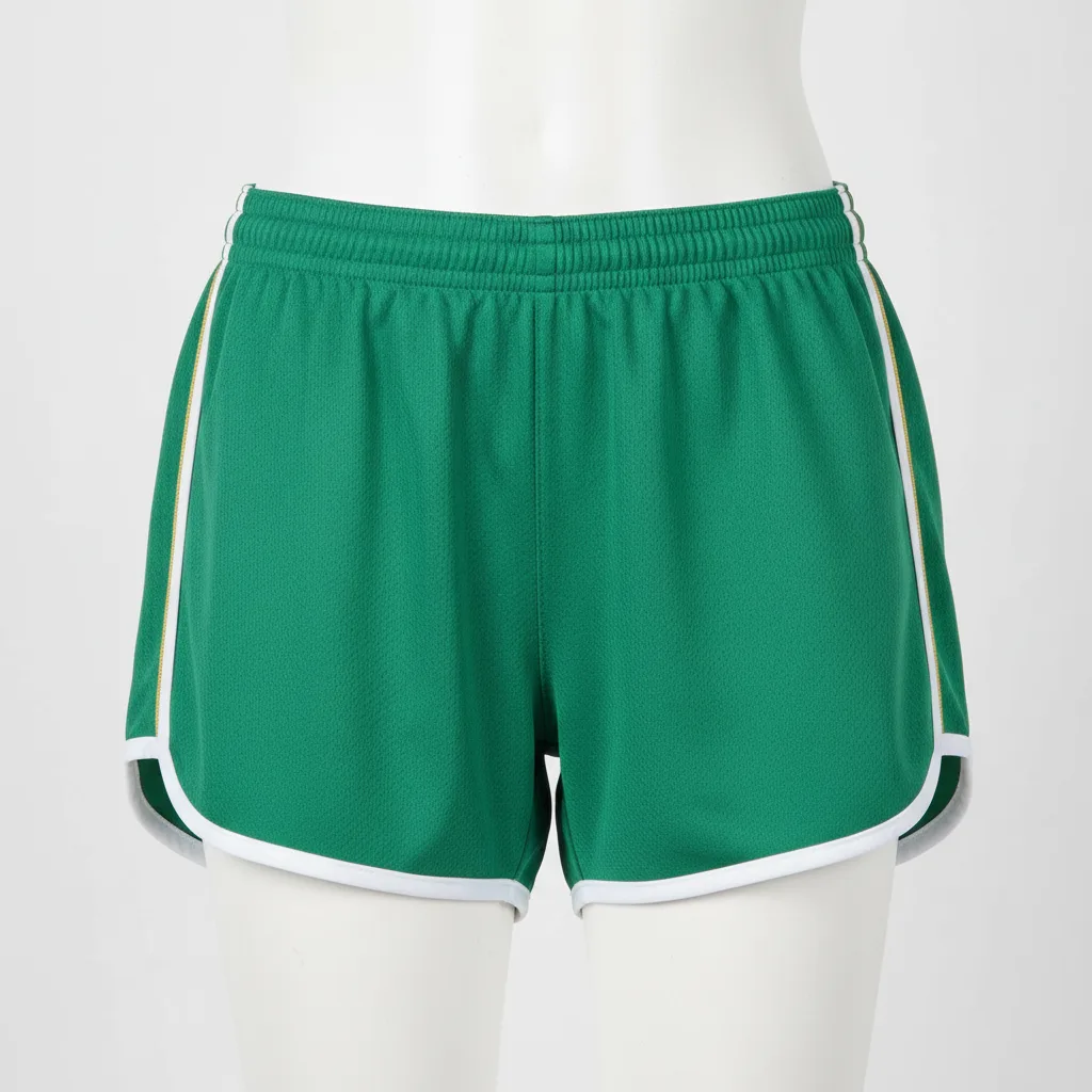 Front view of custom 4-inch volleyball shorts in 200 GSM poly-spandex with sublimated team colors from Empire Five Athletics