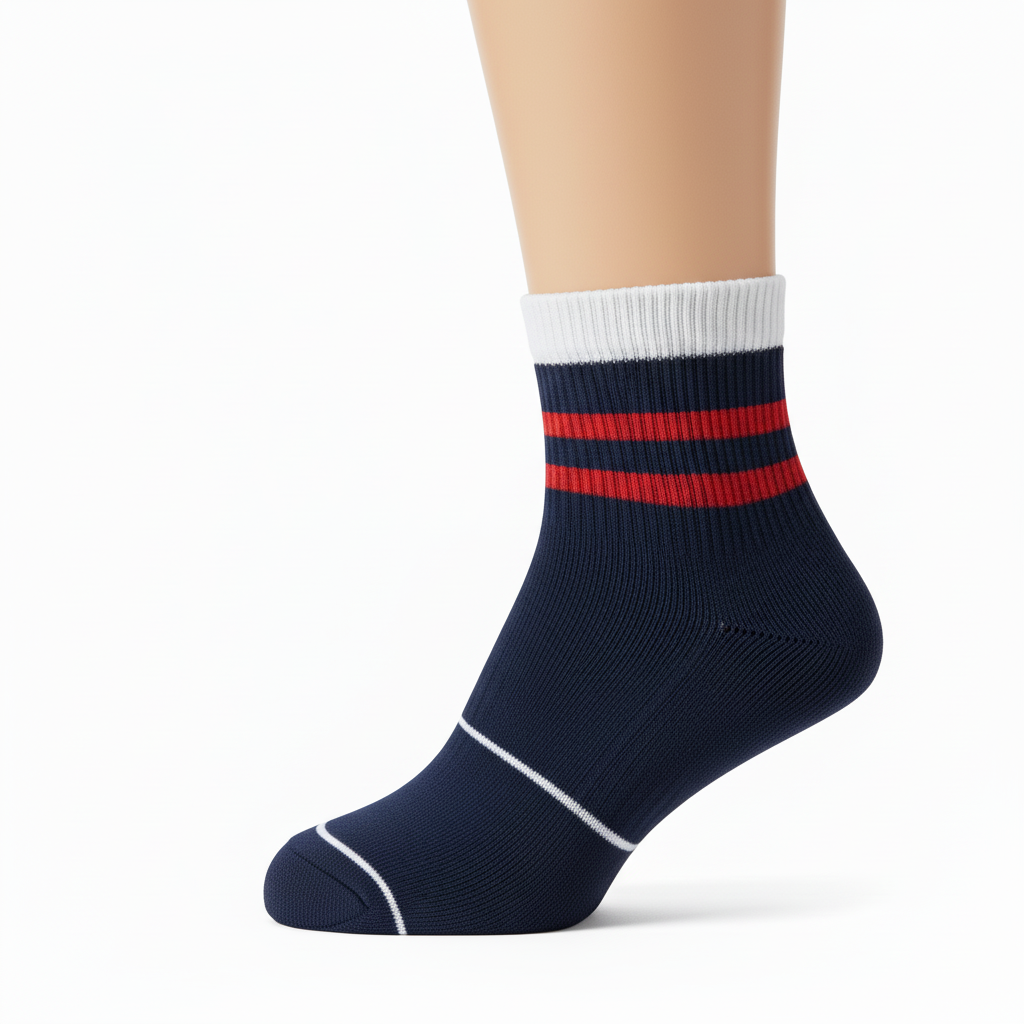 Side view of custom volleyball low-cut socks showing the low-cut ankle height