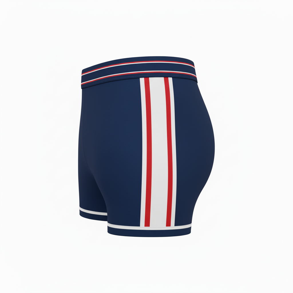 Front view of custom volleyball spandex shorts in 200 GSM poly-spandex with a wide waistband and sublimated team colors from Empire Five Athletics