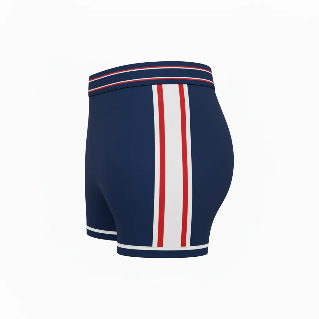 Front view of custom volleyball spandex shorts in 200 GSM poly-spandex with a wide waistband and sublimated team colors from Empire Five Athletics
