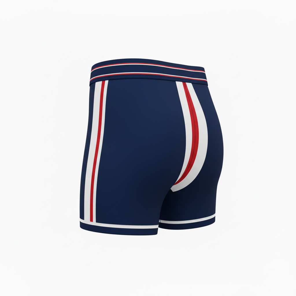 Side view of custom volleyball spandex shorts showing the short inseam and side panel