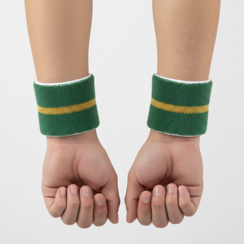 Back view of custom volleyball wristbands showing the elastic stretch band
