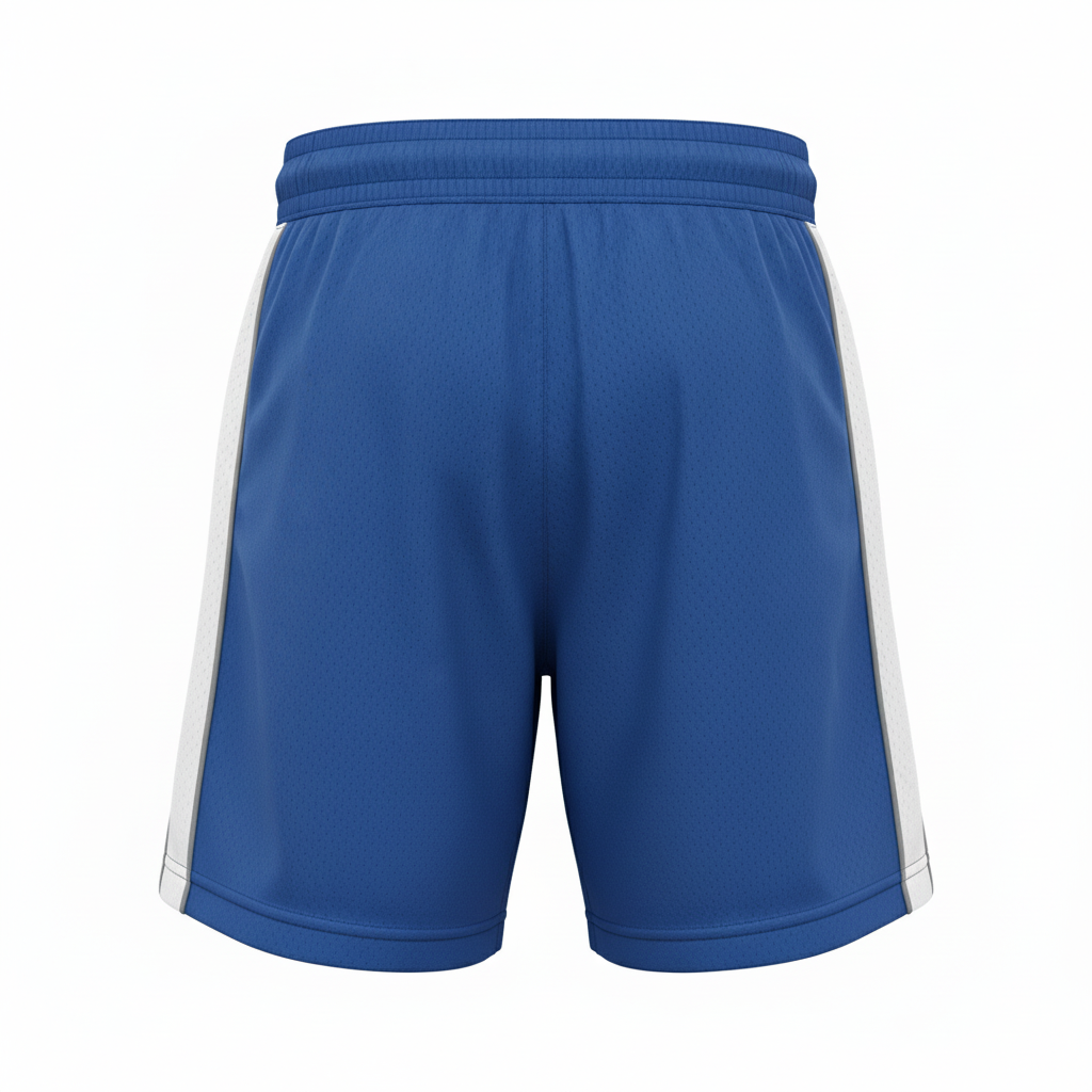 Back view of custom wrestling athletic shorts showing the elastic waistband and pockets