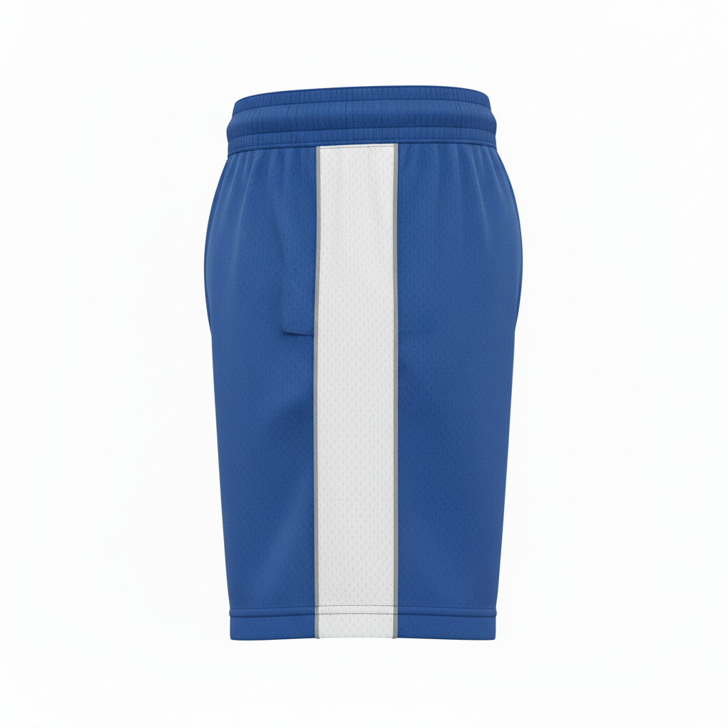 Side view of custom wrestling athletic shorts showing the off-mat cut and side panel