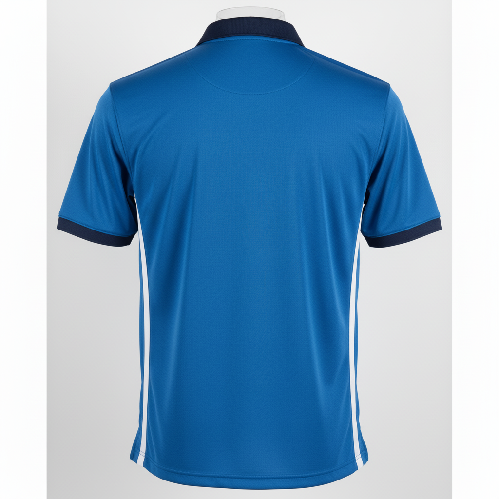 Back view of custom wrestling coaches polo showing the clean back and collar