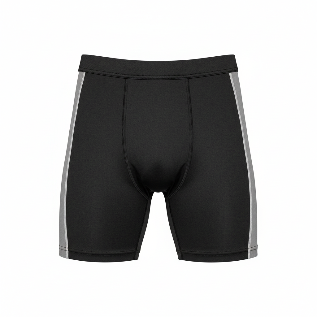 Front view of custom wrestling compression shorts in 220 GSM poly-spandex with a fitted base-layer cut and sublimated team colors from Empire Five Athletics